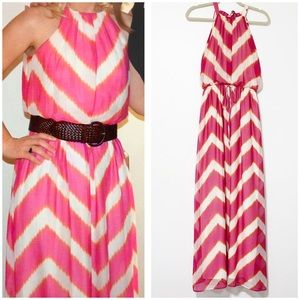 Like NEW Vince Camuto pink zig zag halter style maxi dress size 4